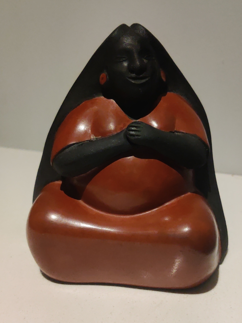 Maneno Signed Peru Pottery Woman Sitting Figurine Chulucanas Clay...